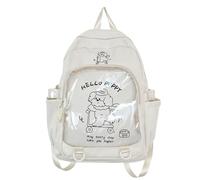 MALSSE Sac à dos Itabag transparent pour femme japonaise pour fille adolescente grande capacité sac d'école avec poche transparente Otaku Culture Daypack, blanc