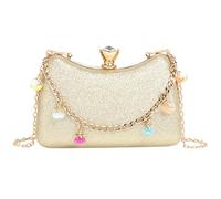 MALSSE Sac à main de soirée pour femme avec bandoulière en chaîne, sac à main tendance, petit sac à bandoulière pour fête et mariage, doré, One Size