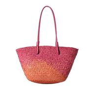 MALSSE Sac à main élégant en paille de couleur graduée pour femme, grande capacité, sac à bandoulière de plage, panier coloré, bandoulière spacieuse pour femme, Couleur rouge, One Size