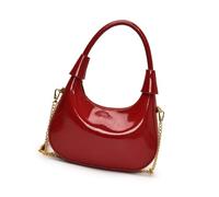 MALSSE Sac à main tendance en polyuréthane avec finition brillante, sac à bandoulière avec intérieur spacieux, idéal pour le shopping et les dîners, sac à main de fête, Rouge, One Size