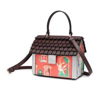 MALSSE Sac à main unique en forme de maison de Noël pour femme, sac à bandoulière en polyuréthane avec sangle réglable, sac à main amusant, sac de sortie décontracté, Rouge, One Size