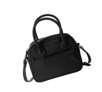 MALSSE Sac de bowling à main en cuir synthétique pour femme, sac à bandoulière carré avec sangle réglable pour le travail et les voyages, sac à main coréen, Noir , One Size