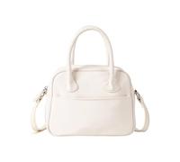 MALSSE Sac de bowling à main en cuir synthétique pour femme, sac à bandoulière carré avec sangle réglable pour le travail et les voyages, sac à main coréen, blanc, One Size