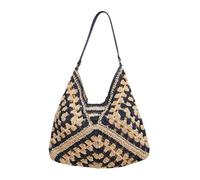 MALSSE Sac de plage pour femme, sac à bandoulière tendance, sac à main en bord de mer, sac à main creux en paille pour tous les jours pour femmes, sac à main tissé à la main