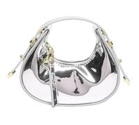 MALSSE Sac de soirée élégant pour femme - Petit sac à main accrocheur pour fête - Sac de soirée en cuir synthétique - Sac à main accrocheur, Argenté., One Size