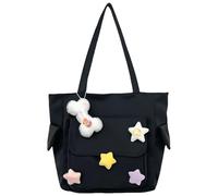 MALSSE Sac d'école pour étudiant en nylon pour femme, grande capacité, aisselles, voyage, dessin animé, sac à main tendance pour femme, grande capacité, sac à main avec poignée supérieure, joli dessin