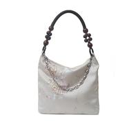 MALSSE Sac seau brodé artistique chinois tradition chinoise sac à main à bandoulière sacs à main à la mode aisselles pour diverses occasions motif unique sac à main, Argenté., One Size