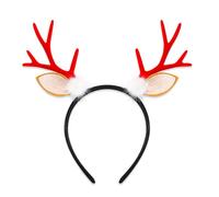 MALSSE Serre-tête en bois de renne de Noël - Taille réglable - Avec bois doux et sphère blanche - Taille réglable