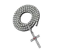 MALSSE Sparkling Street Styles Collier Pendentif religieux Bijoux étincelants Multifonctionnel Réglable Collier avec strass