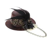 MALSSE Steampunk Chapeau haut de forme gothique antique chaînes d'engrenage plumes fleur dentelle pince à cheveux minuscule melon victorien accessoires de costume bijoux bandeaux pour femme
