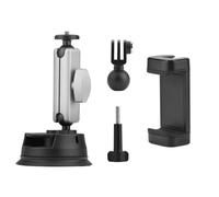 MALSSE Support de téléphone à ventouse pour caméra de voiture, support de téléphone pour pare-brise de véhicule, rotation à 360 degrés pour caméra de poche 3 fenêtres de véhicule