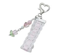 MALSSE Sweet Lace And Bead Chaîne de téléphone élégante en dentelle avec pendentif papillon