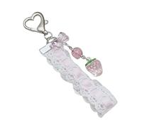 MALSSE Sweet Lace And Bead Chaîne de téléphone élégante en dentelle avec pendentif papillon
