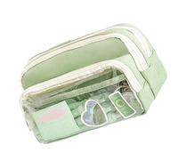 MALSSE Trousse transparente haute visibilité en toile avec intérieur spacieux, rangement facile d'accès pour écrivains, artistes, navetteurs, accessoires scolaires, Vert