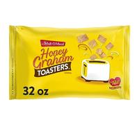 Malt-O-Meal Honey Graham Toasters Céréales de petit-déjeuner, carrés de céréales Honey Graham, super taille de céréales, sac de céréales refermable de 950 ml