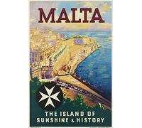 Malta Malte Reproduction Affiche Poster-Format Size 50X70 cm-Papier 300 GR-Vente du fichier numérique HD Possible Nous Consulter.(Boutique : affichevintage.FR)