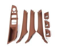 MALTAY Poignée Porte Intérieure Voiture Pour BMW Série 5 F10 F18 Conduite À Gauche LHD 7 Pièces 2010-2016 Voiture Intérieur Poignée Porte Plaque Décorative Couverture(Rouge-marron)
