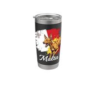 Malte Pharaon Hound Dog Malte Drapeau Malte Grunge Art Gobelet isotherme en acier inoxydable double paroi