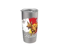 Malte Pharaon Hound Dog Malte Drapeau Malte Grunge Art Gobelet isotherme en acier inoxydable double paroi