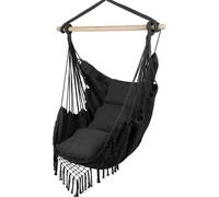 MalTec Chaise suspendue avec coussin Chaise de jardin Hamac brésilien Gris foncé Fauteuil à suspendre jusqu'à 120kg