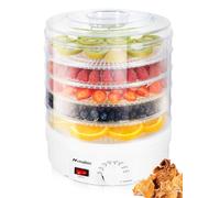 Maltec Déshydrateur avec 5 compartiments, déshydrateur alimentaire 35-70 °C, minuterie 24h, séchoir à fruits, déshydrateur, 11,5 l, sans BPA, blanc