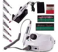 MalTec Fraise à ongles professionnelle 30W | Set lime à ongles électrique | 30000 t/mn | avec pédale et 6 embouts | Pédicure | Manucure | Ongles en gel Ongles artificiels | Soins des ongles | Set de f