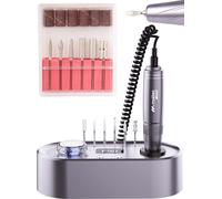 MalTec Fraiseuse à ongles manucure pédicure Set de fraises 24W 40000tr/min. Twist Lock fort, argent