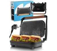 MalTec Gril pliant électrique pour panini SM1500W Noir LED revêtement antiadhési