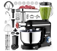 MalTec Robot de cuisine 3 en 1 2000 W 6,2 l avec agitateur planétaire, embout mixeur 1,5 l, hachoir à viande, embouts à pâtes et hachoir - Robot pétrisseur, fouetter, mixer, crèmes, smoothies