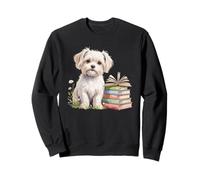 Maltese Bookworm Flowers Book Reading Books Malteses Sweatshirt