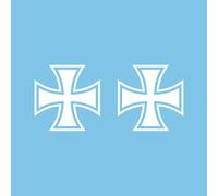 Maltese Cross Stickers Pack Of 2 Units For Car Or Motorcycle (White)