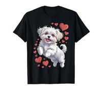 Maltese Dog Love Heart Valentines Day Dog Lover T-Shirt