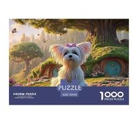 Maltese_Dog_with_Pink_Ears 1000 Pièces Papier Premium Puzzle Cozy Hobbit Home Stimulant Jigsaw Jouet Éducatif pour Adultes 70x50cm/1000pcs