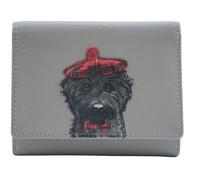 Maltipoo Cocos Chapeau Tartan Petit Portefeuille en Cuir avec Motif Chien Protection RFID 11*8.5cm Noir, gris, S, Trois volets