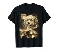 Maltipoo Howling to The Moon Meme Animal Dog des années 90 T-Shirt