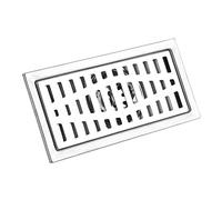 Malufain Grille de Sol de Douche en Acier Inoxydable Rectangle 20x10cm | Utilisation dans la salle de bain et la cuisine, filtre amovible, protection contre les odeurs à rabat par gravité, raccord