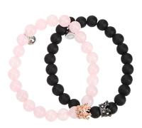 MALUGOGO 1 paire de bracelets assortis en perles de zirconium, alliage et verre avec perles de zirconium, léger et pas facile à déformer pour la Saint-Valentin ou un anniversaire de mariage