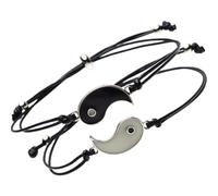MALUGOGO 1 paire de bracelets d'amitié phosphorescents en alliage noir avec breloque Yin Yang réglable pour couple, cérémonie de remise de diplôme
