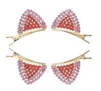 MALUGOGO 2 Paires Pinces à Cheveux Cat Ears Rhinestones Coiffure Décorative pour Teens et Filles Couleur Aléatoire
