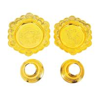 MALUGOGO 2 Pièces Bol D'offrandes Bouddhiste en Plastique Couleur Or, Plateau Lotus Robuste et Multifonctionnel pour Fruits et Statues de Bouddha en Temples Religieux Réutilisable