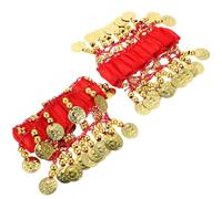 MALUGOGO 2 Pièces Bracelet de Cheville de Danse du Ventre Pièces en Chiffon Rouge, Accessoire pour Performances, Apportant Charme Supplémentaire aux Danseuses Orientales