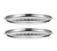 MALUGOGO 2 Pièces Plateau de Service Lisse en Acier Inoxydable Ovale Résistant à Haute Température pour Assiette de Poisson la Vapeur et Dessert en Maison ou Hôtel