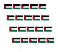 MALUGOGO 20 Pièces Drapeau à Main Palestine en Polyester Facile à Nettoyer, Solide, pour Parade Party et Club Sportif, Drapeau Portable D'encouragement 21cm