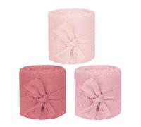 MALUGOGO 3 Rouleaux Ruban en Mousseline Frangé 5m pour Invitations de Mariage et Showers, Texture Douce et Élégante, pour Décoration et Loisirs Créatifs