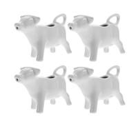 MALUGOGO 4 Pièces Pichet à Crème en Céramique Blanc 40ml Poignée, Design Unique de Vache, pour Sauce et Lait à Domicile Restaurant