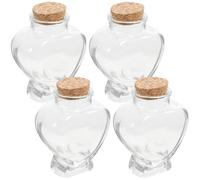 MALUGOGO 4pcs Petits Bocaux en Verre de Cœur avec Bouchon Liège, 160ml, pour Souvenirs de Voyage Lune de Miel, Fabrication Artisanale Délicate et Facile à Transporter
