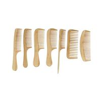 MALUGOGO 7pièces Brosse Cheveux Bamboo Naturelle Peigne Large Antistatique Massage Chevelu Adaptée Cheveux Secs et Humides pour Femmes Hommes Garçon Fille Plusieurs styles