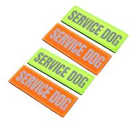 MALUGOGO Accessoires Réfléchissants pour Harnais de Chien Lot de 4 Patchs Autocollants Nylon 2 Verts 2 Oranges Adaptés pour Chiens D’Assistance en Ambiance Festive