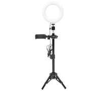 MALUGOGO Angle USB portable alimenté par lumière avec cercle réglable et trépied pour téléphone ABS et alliage d'aluminium Remplissage LED Live Broadcasting Industrie Phone