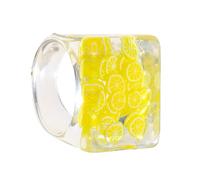 MALUGOGO Bague Exagérée Série Fruits en Résine Colorée, Bijoux Doigts des Femmes, Décoration Quotidienne, Style Large et Plastique Léger Couleur Aléatoire